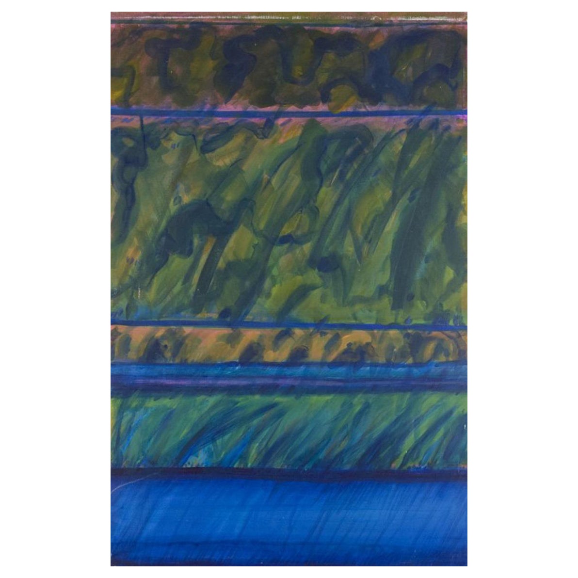 Monique Beucher (1934), französische Künstlerin. Öl auf Leinwand. Abstrakte Komposition 1980er Jahre