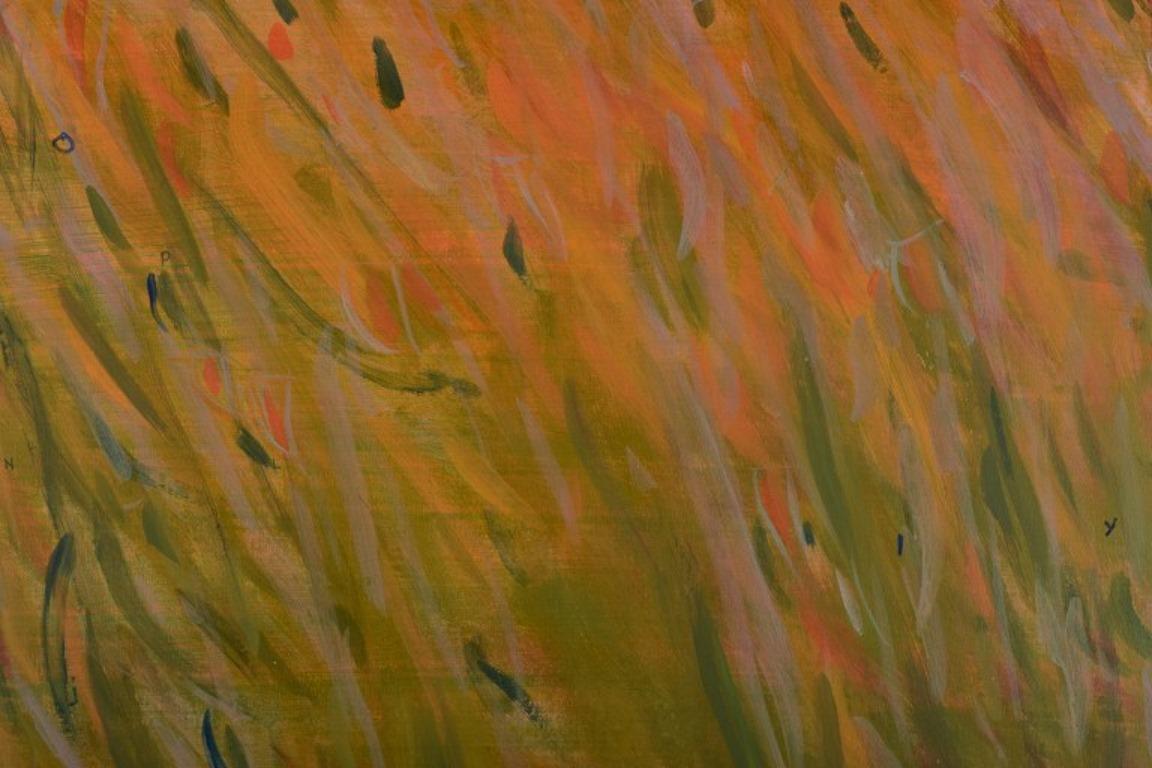 Monique Beucher, französische Künstlerin. Gouache auf Leinwand. Abstrakte Komposition. 1988 (Französisch) im Angebot