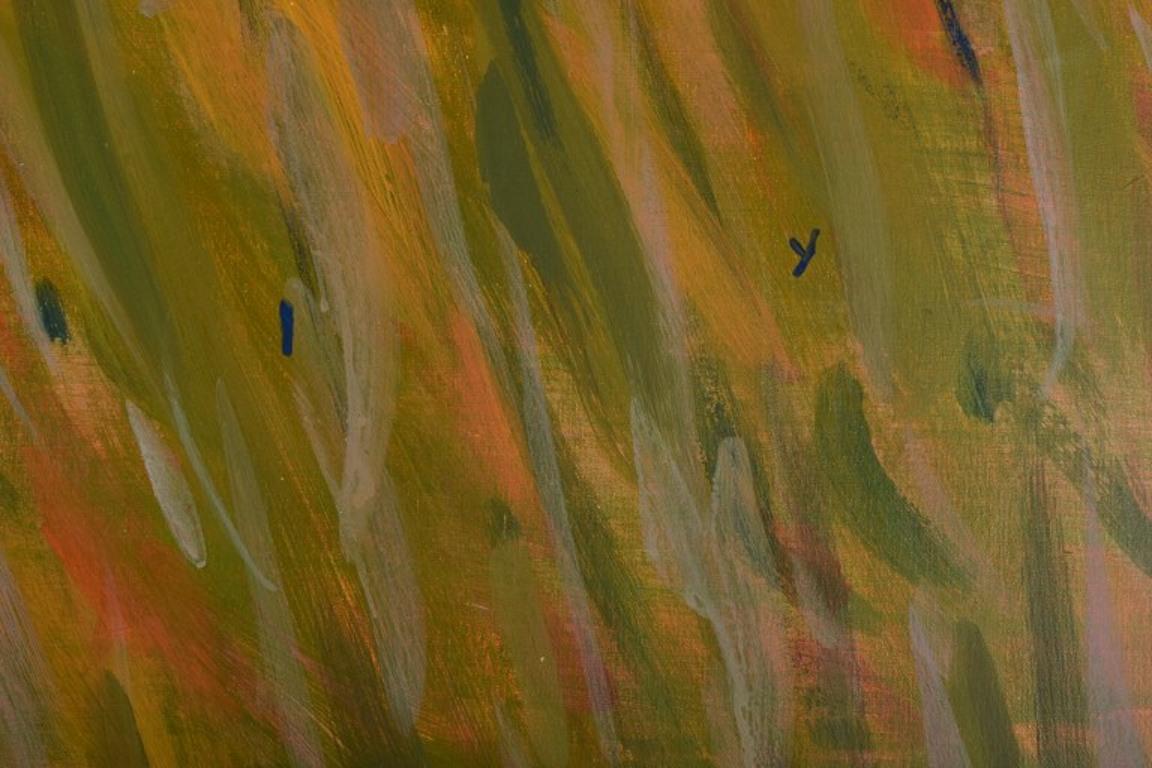 Monique Beucher, französische Künstlerin. Gouache auf Leinwand. Abstrakte Komposition. 1988 im Zustand „Hervorragend“ im Angebot in København, Copenhagen