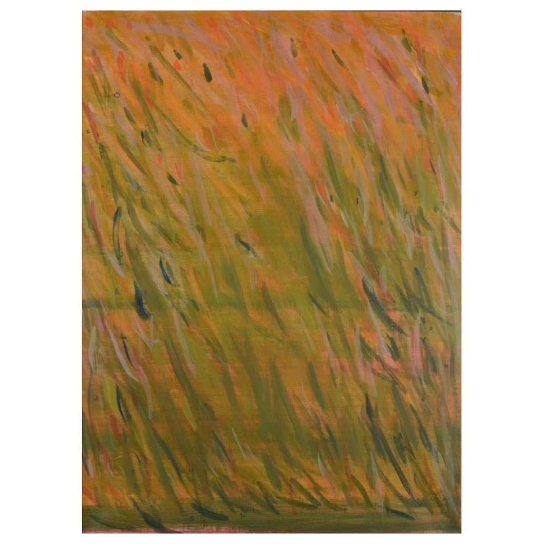 Monique Beucher, französische Künstlerin. Gouache auf Leinwand. Abstrakte Komposition. 1988 im Angebot