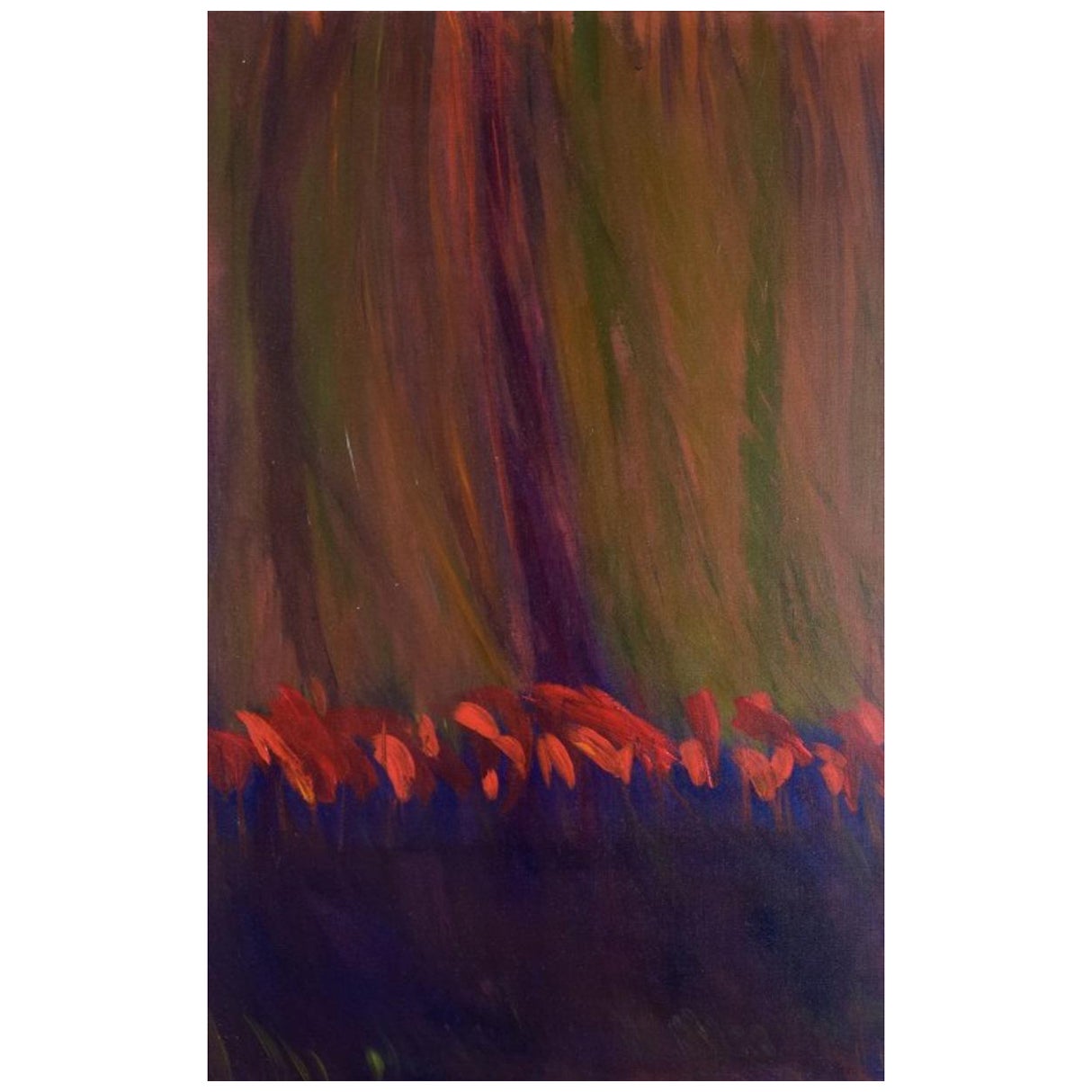 Monique Beucher, französische Künstlerin. Gouache auf Leinwand. Abstrakte Zusammensetzung.