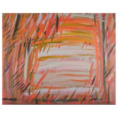 Monique Beucher, französische Künstlerin. Gouache auf Leinwand. Abstrakte Zusammensetzung.