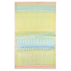 Monique Beucher, artista francesa. Gouache sobre papel. Composición en amarillo y azul