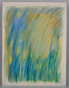 Monique Beucher.  Artista francese. Tecnica mista su carta. Composizione astratta 1980