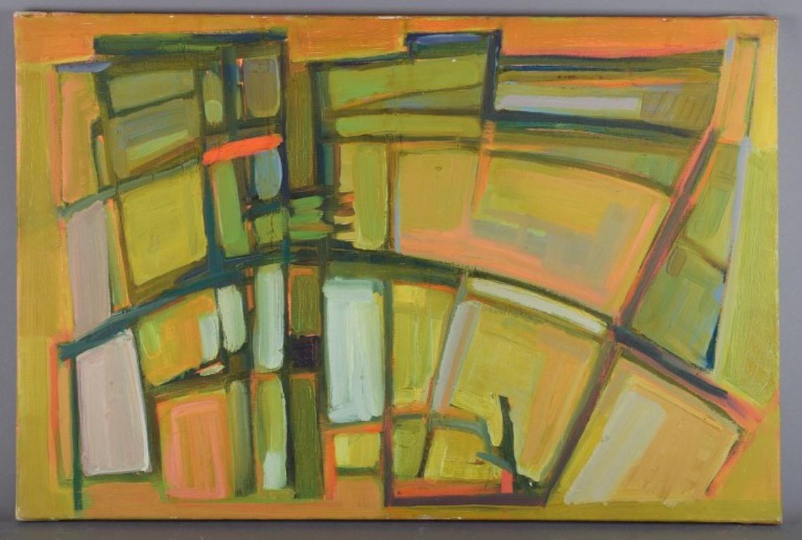 Monique Beucher (1934), French artist.
Oil on canvas. Abstract composition. Colorful palette.
1980s.
In perfect condition.
Exhibited at 