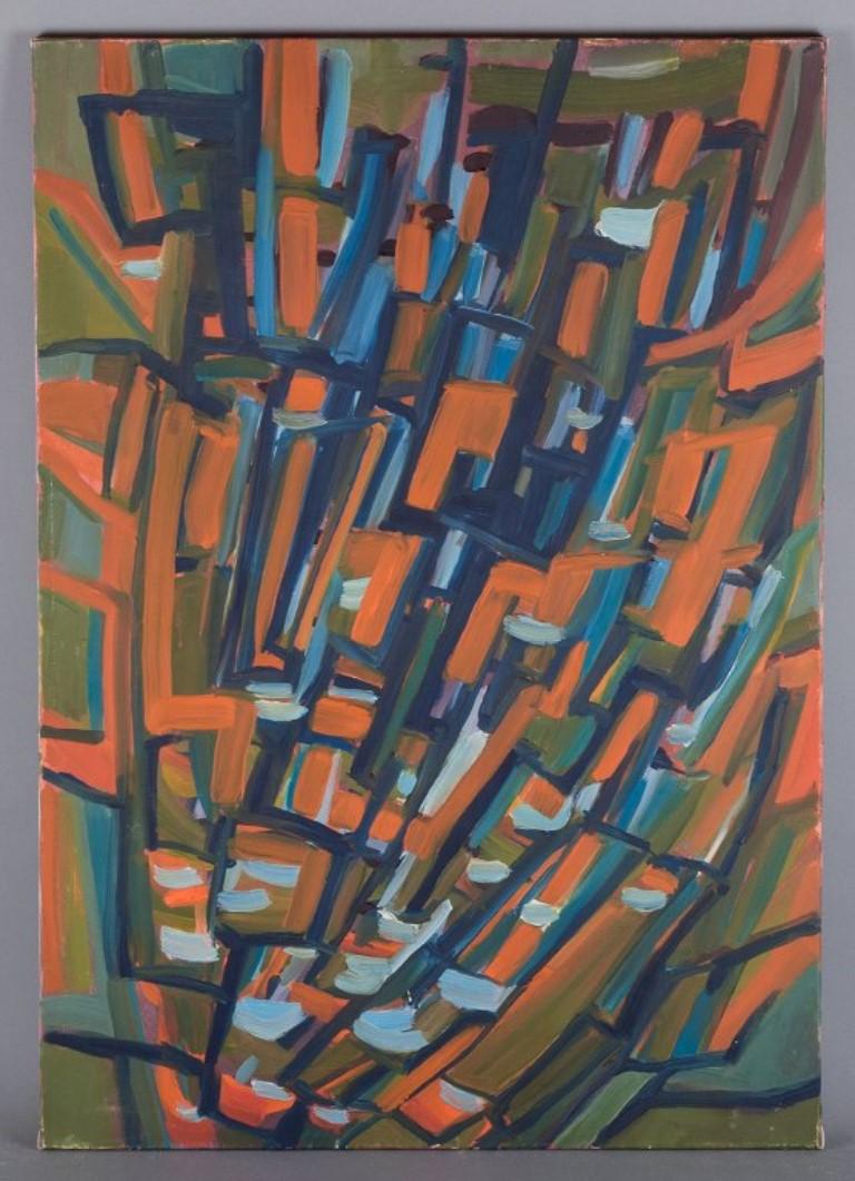 Monique Beucher (1934), französische Künstlerin. Öl auf Leinwand. 
Abstrakte Zusammensetzung. Bunte Palette.
Aus den 1980er Jahren.
In perfektem Zustand.
Ausgestellt in 