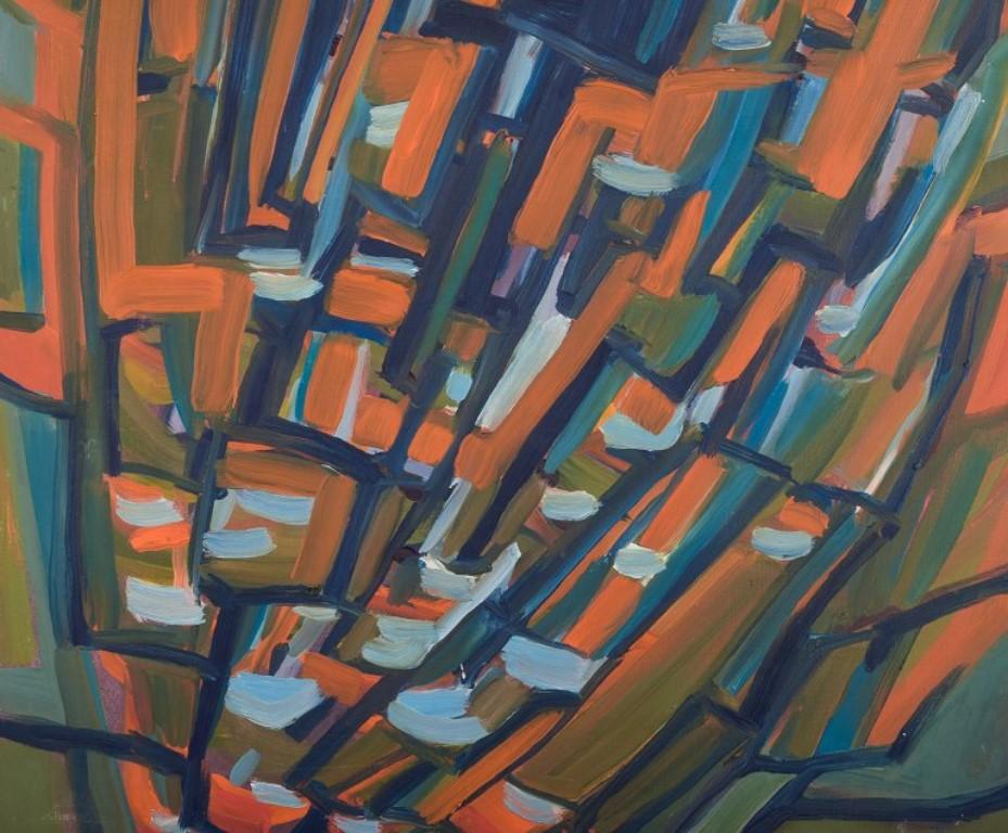Monique Beucher, French artist. Oil on canvas. Abstract composition. From 1980s In Excellent Condition For Sale In Copenhagen, DK