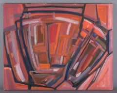 Monique Beucher, French artist. Oil on canvas. Abstract composition in red