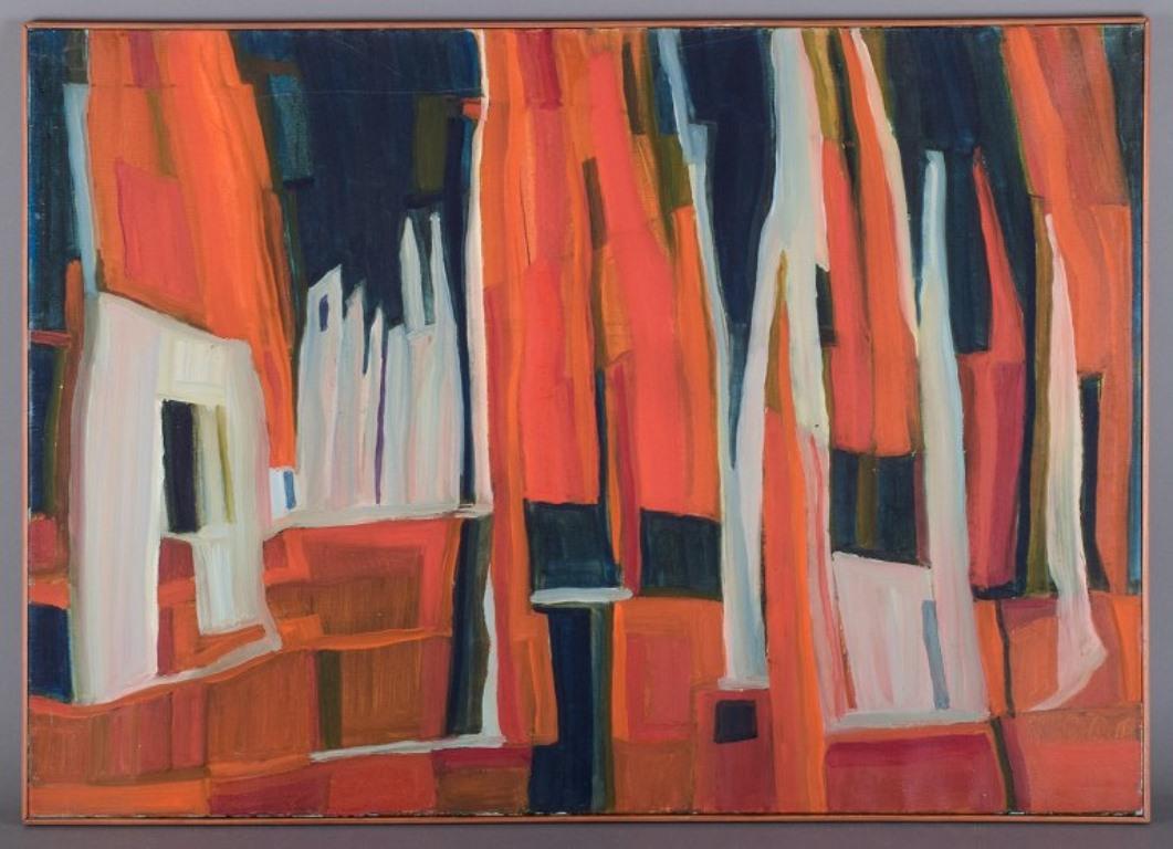 Monique Beucher (1934), French artist.
Oil on canvas. Abstract composition. Colorful palette.
From the 1980s.
In perfect condition.
Exhibited at 