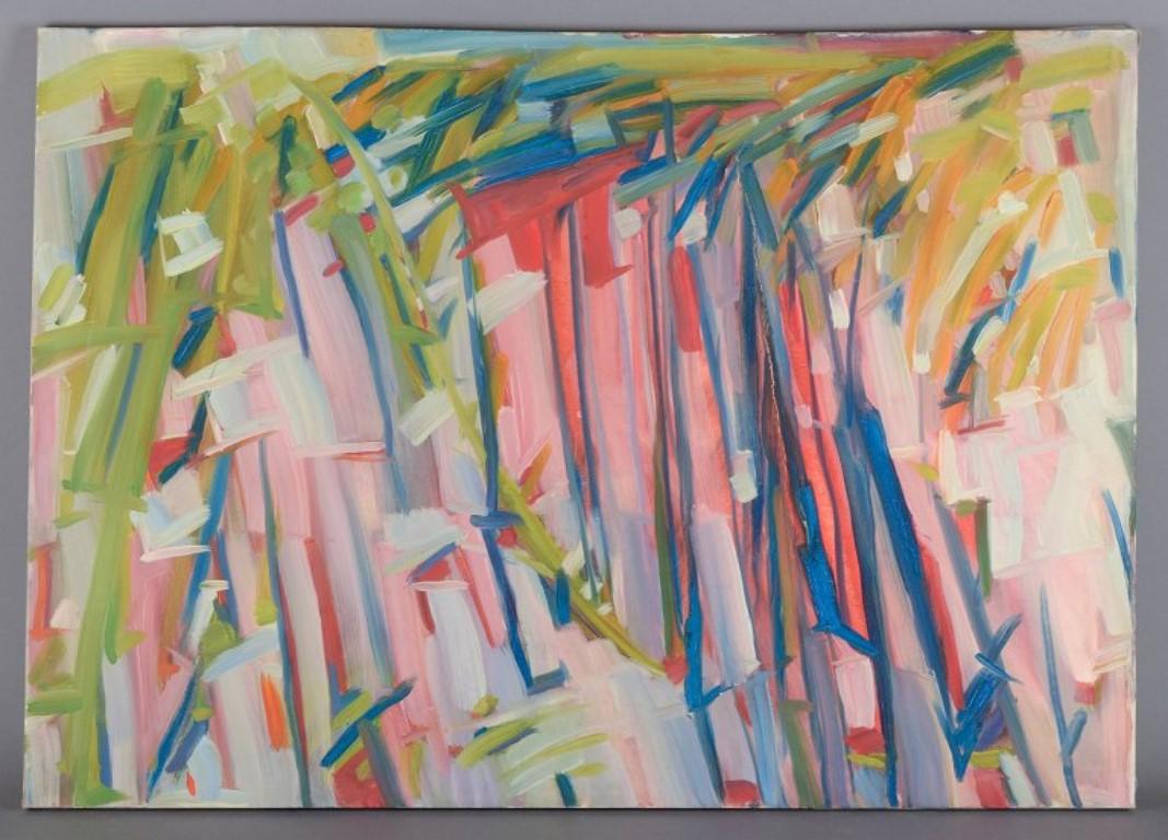 Monique Beucher (1934), French artist. Oil on canvas.
Abstract composition. Colorful palette.
From the 1980s.
In excellent condition.
Exhibited at 
