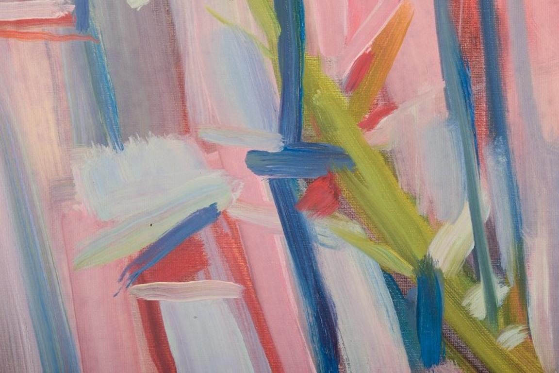 Monique Beucher, French artist. Oil on canvas. Vibrant abstract composition For Sale 1
