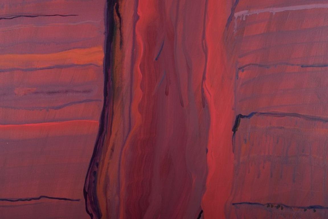 Monique Beucher. Gouache on canvas. Abstract composition. 1980s In Excellent Condition For Sale In København, Copenhagen