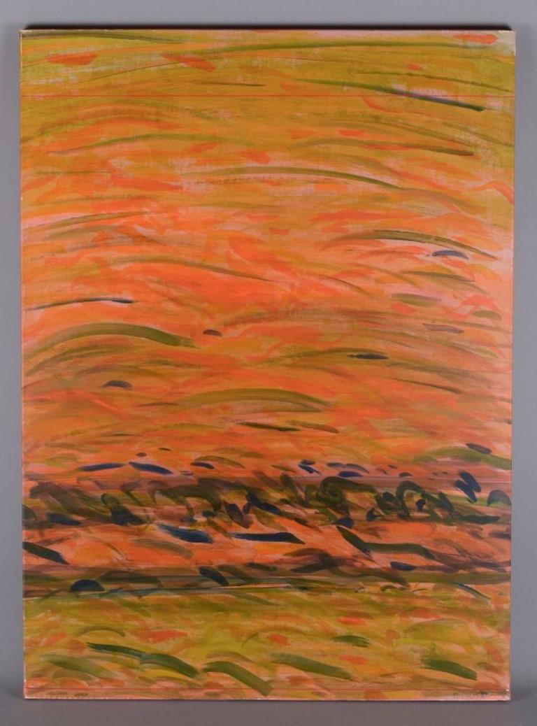 Monique Beucher (1934), French artist. Gouache on canvas.
Abstract composition. Colorful palette.
1988.
Perfect condition.
Signed.
Exhibited at 