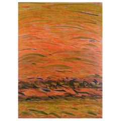 Monique Beucher. Gouache auf Leinwand. Leuchtend abstrakte Komposition.