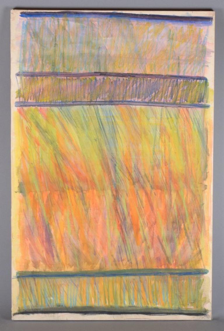 Monique Beucher (1934), French artist.
Gouache on paper mounted on canvas.
Abstract composition. Colorful palette.
From the 1980s.
Signed.
In excellent condition.
Exhibited at 