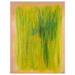 Monique Beucher. Técnica mixta / papel. Composición en tonos verdes.