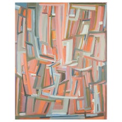 Monique Beucher.  Öl auf Leinwand. Abstrakte Komposition in blassen Tönen