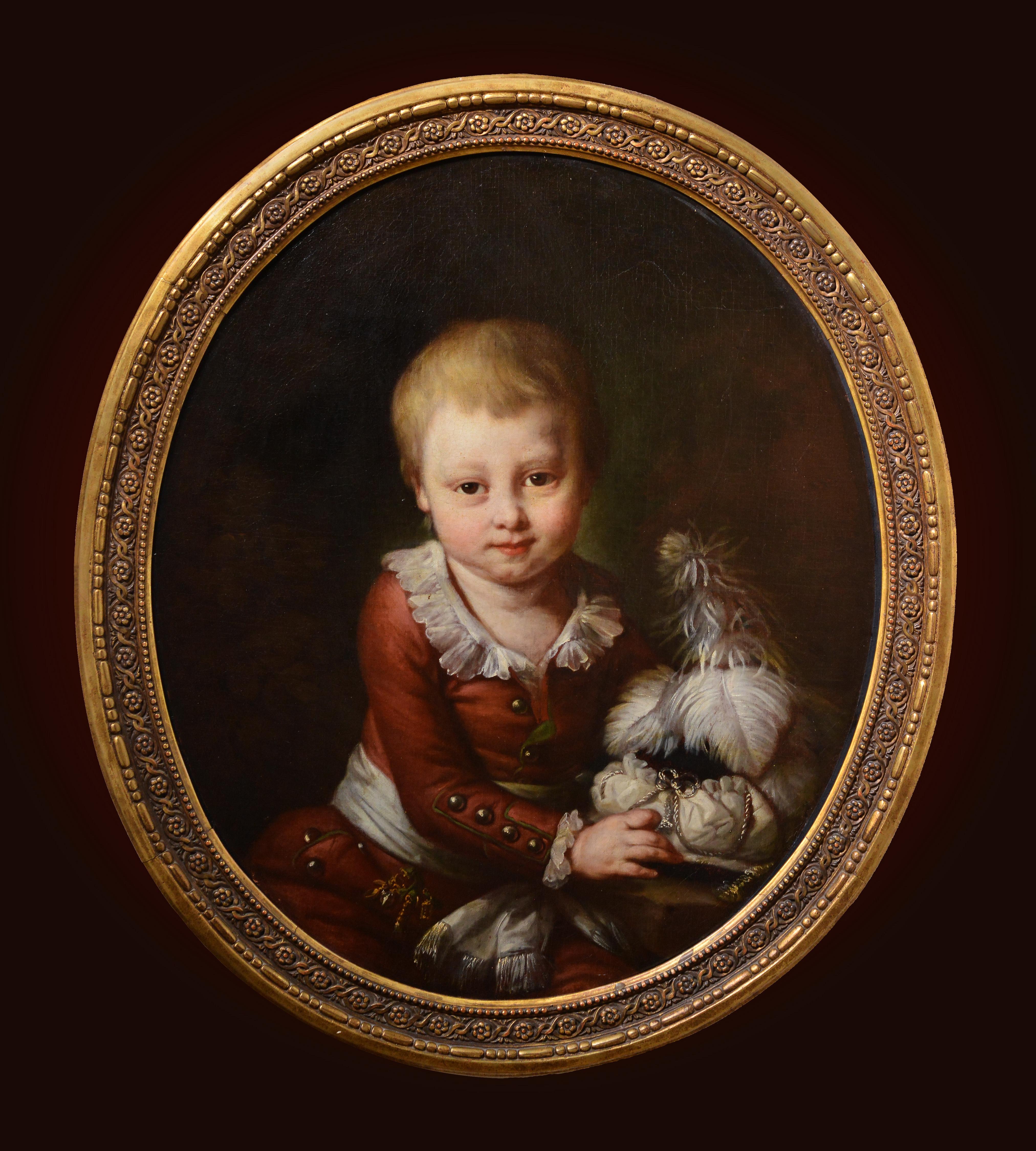 Monique Daniche Portrait Painting - Portrait of a Сhild 18th century French master Baroque Oil Painting