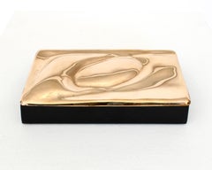 Monique Gerber French Bronze Lidded Sculptural Top Black and Red Lacquer Box