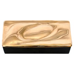 Monique Gerber French Bronze Lidded Sculptural Top Black and Red Lacquer Box
