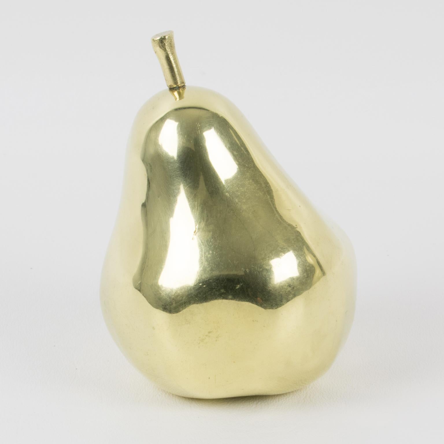 Mid-Century Modern Monique Gerber Life-size Gilded Bronze Pear Sculpture, France 1980s