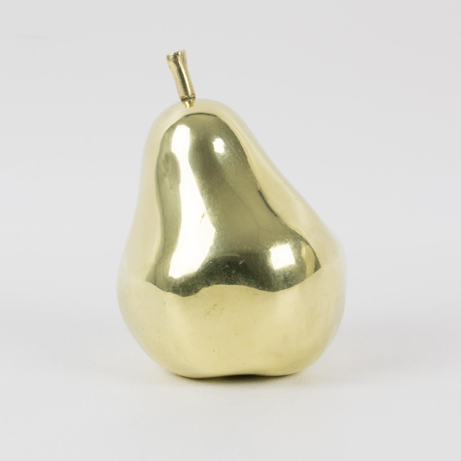 French Monique Gerber Life-size Gilded Bronze Pear Sculpture, France 1980s
