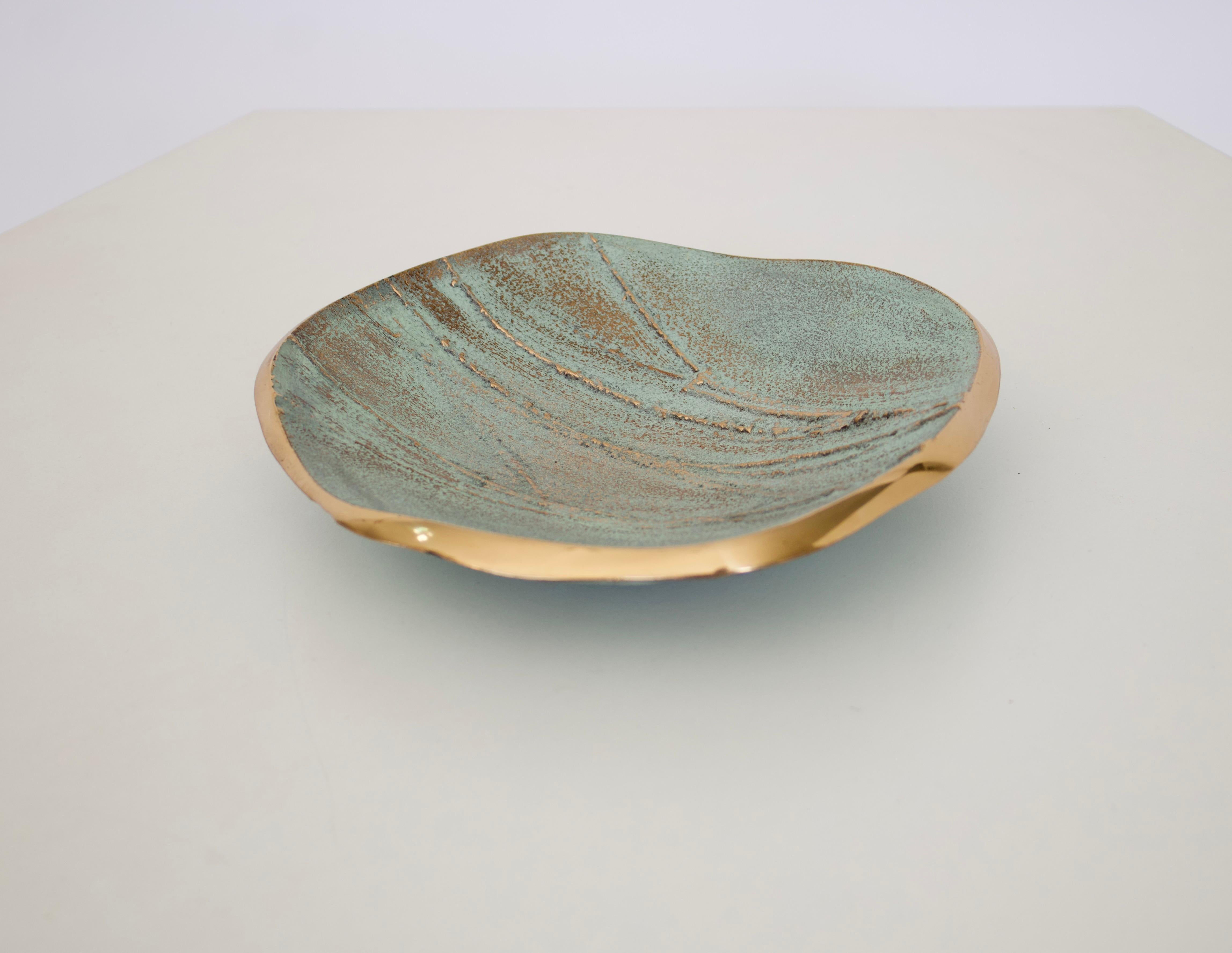 French Monique Gerber Stratos Collection Bronze Dish Designed by Serge Mansau