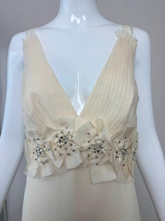 MONIQUE LHUILLIER 2007 Vintage Runway Flower Motif Bridal Gown Wedding Dress