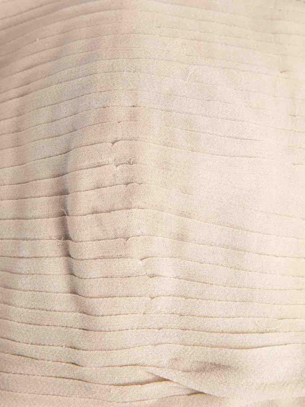Monique Lhuillier Beige Silk Beaded Halter Neck Long Gown Size S For Sale 1
