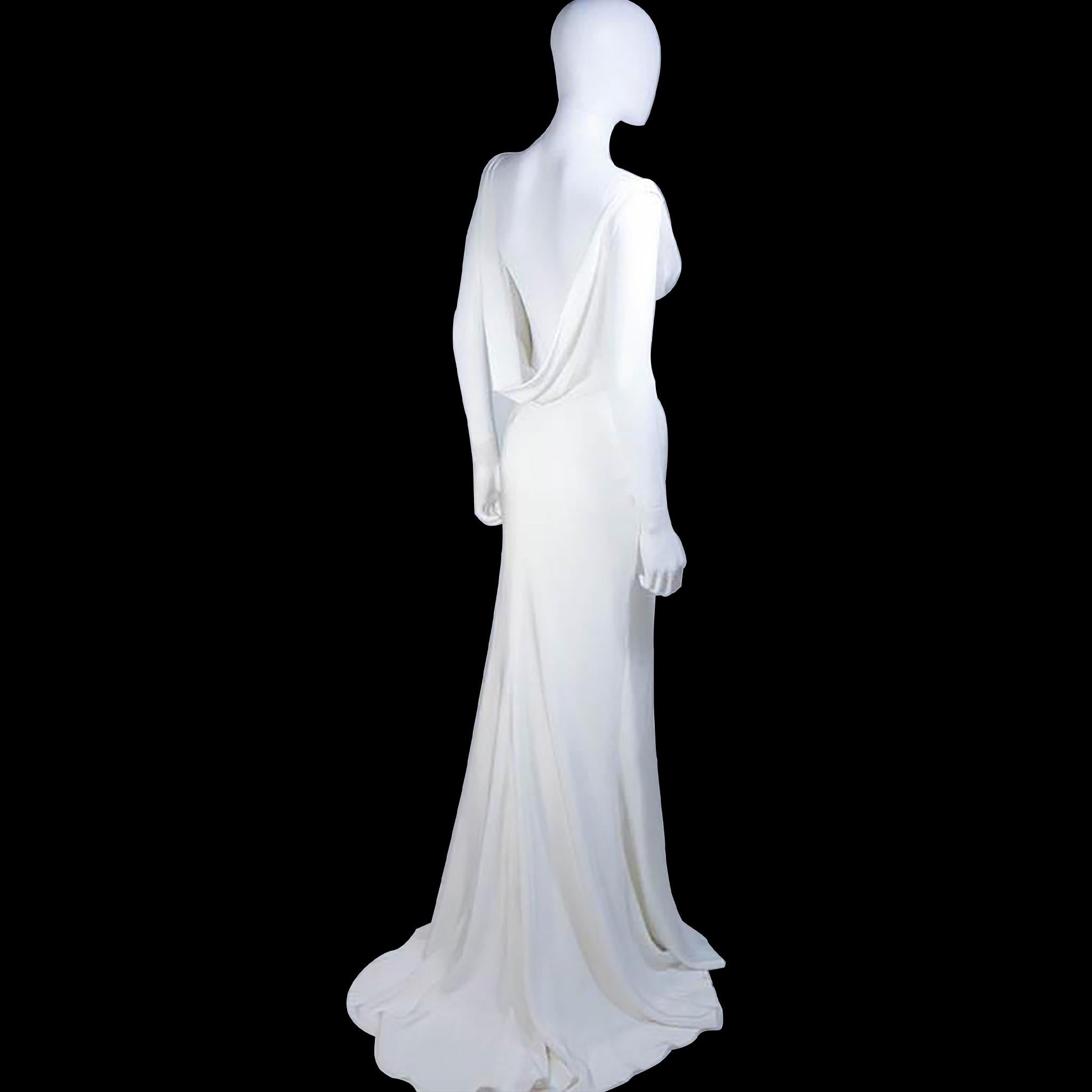 Women's MONIQUE LHUILLIER BLISS Ivory Silk Empire Style Bias Cut Gown Size 4