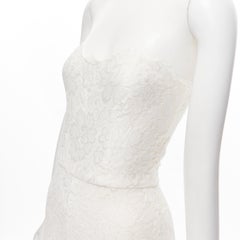 MONIQUE LHUILLIER Collection Bridal white lace boned corset jumpsuit US0 XS