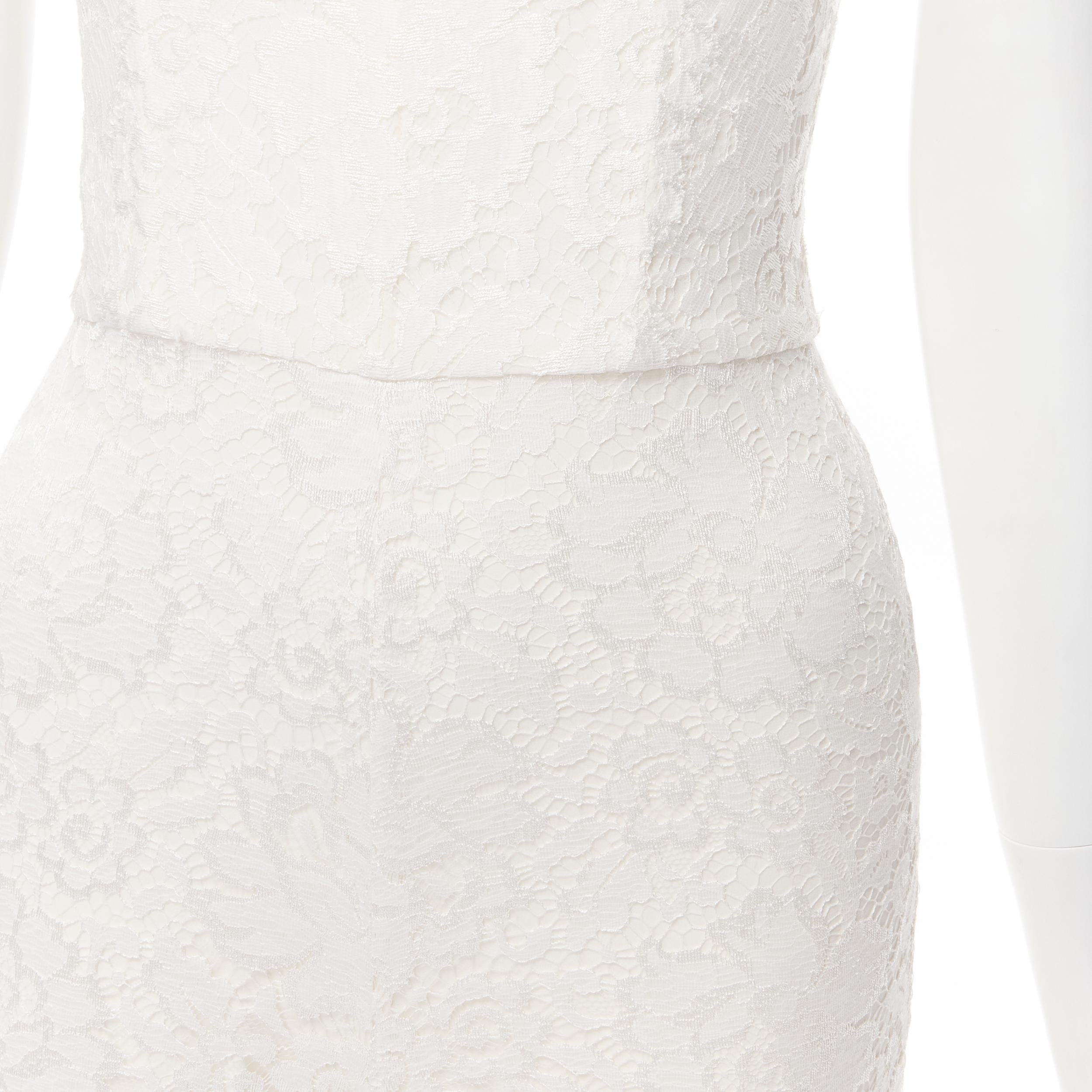 MONIQUE LHUILLIER Collection Bridal white lace boned corset jumpsuit US0 XS In Excellent Condition In Hong Kong, NT