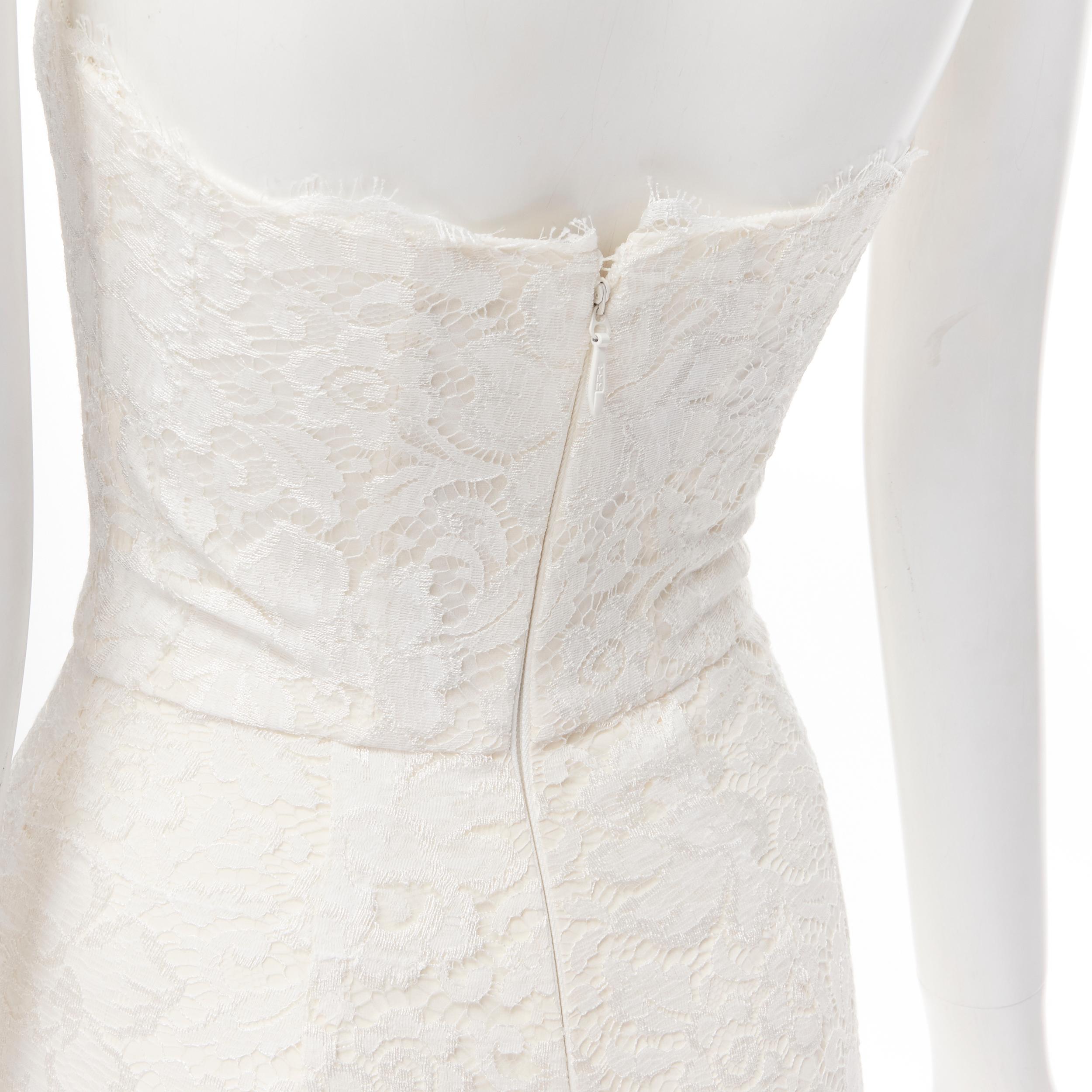 Women's MONIQUE LHUILLIER Collection Bridal white lace boned corset jumpsuit US0 XS