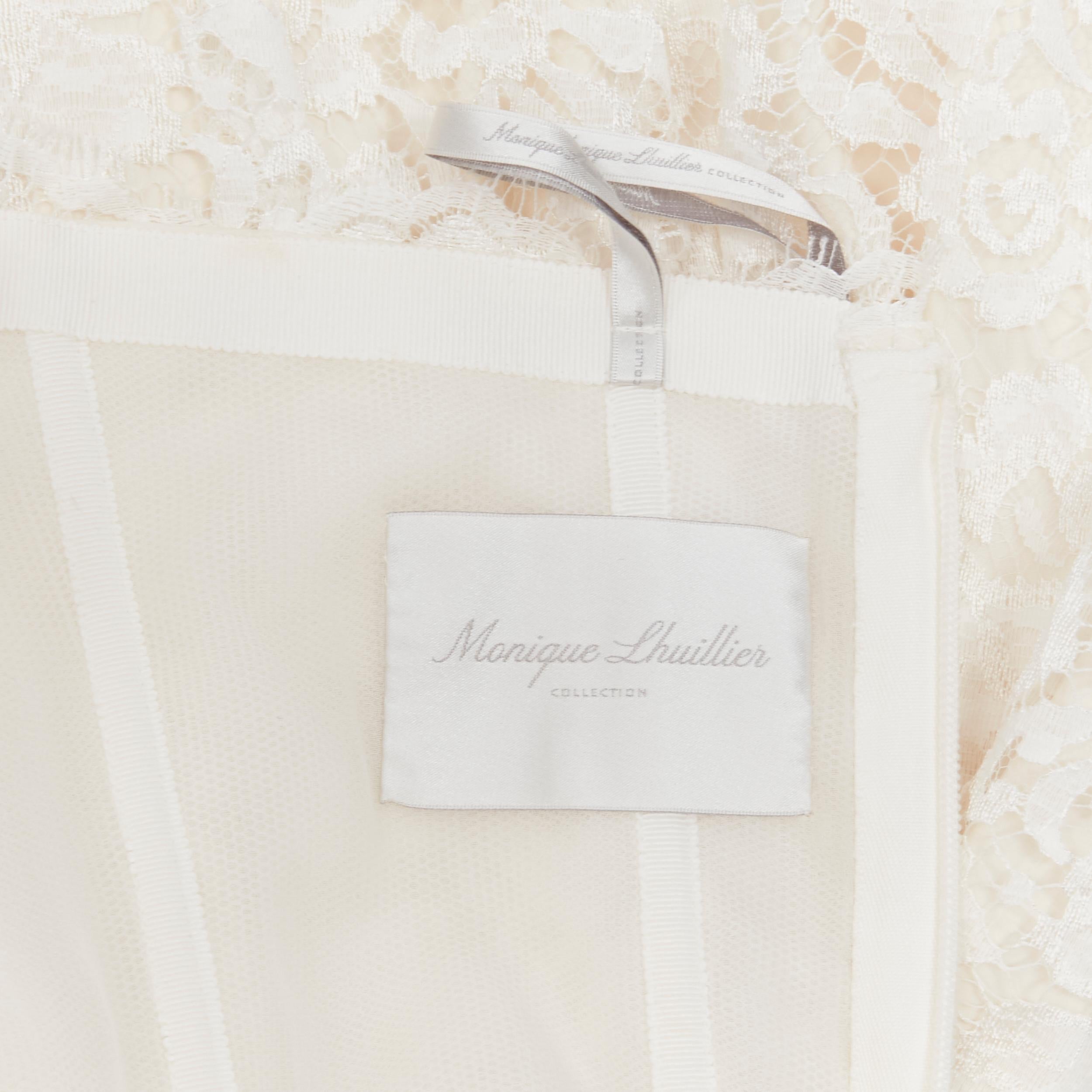 MONIQUE LHUILLIER Collection Bridal white lace boned corset jumpsuit US0 XS 1