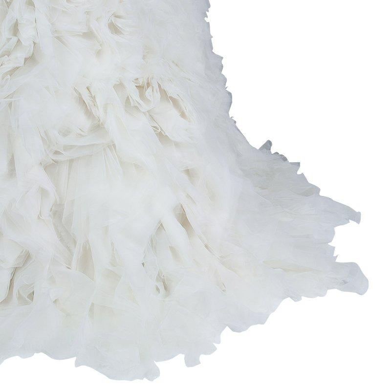 Monique Lhuillier F/W 2014 Skye Strapless Silk Organza Wedding Dress L 2