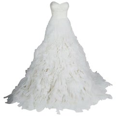 Monique Lhuillier F/W 2014 Skye Robe de mariage en organza de soie au bustier L