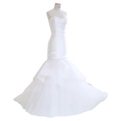Monique Lhuillier F/W17 strapless silk lace mermaid white wedding dress gown 10