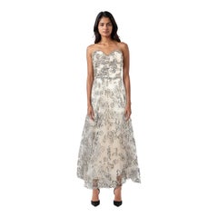 Monique Lhuillier - Abito floreale glitterato senza spalline - taglia M.