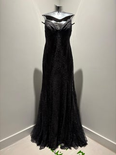 Monique Lhuillier FW 2006 Grey Lace Long Dress and Grey Mesh Shrug