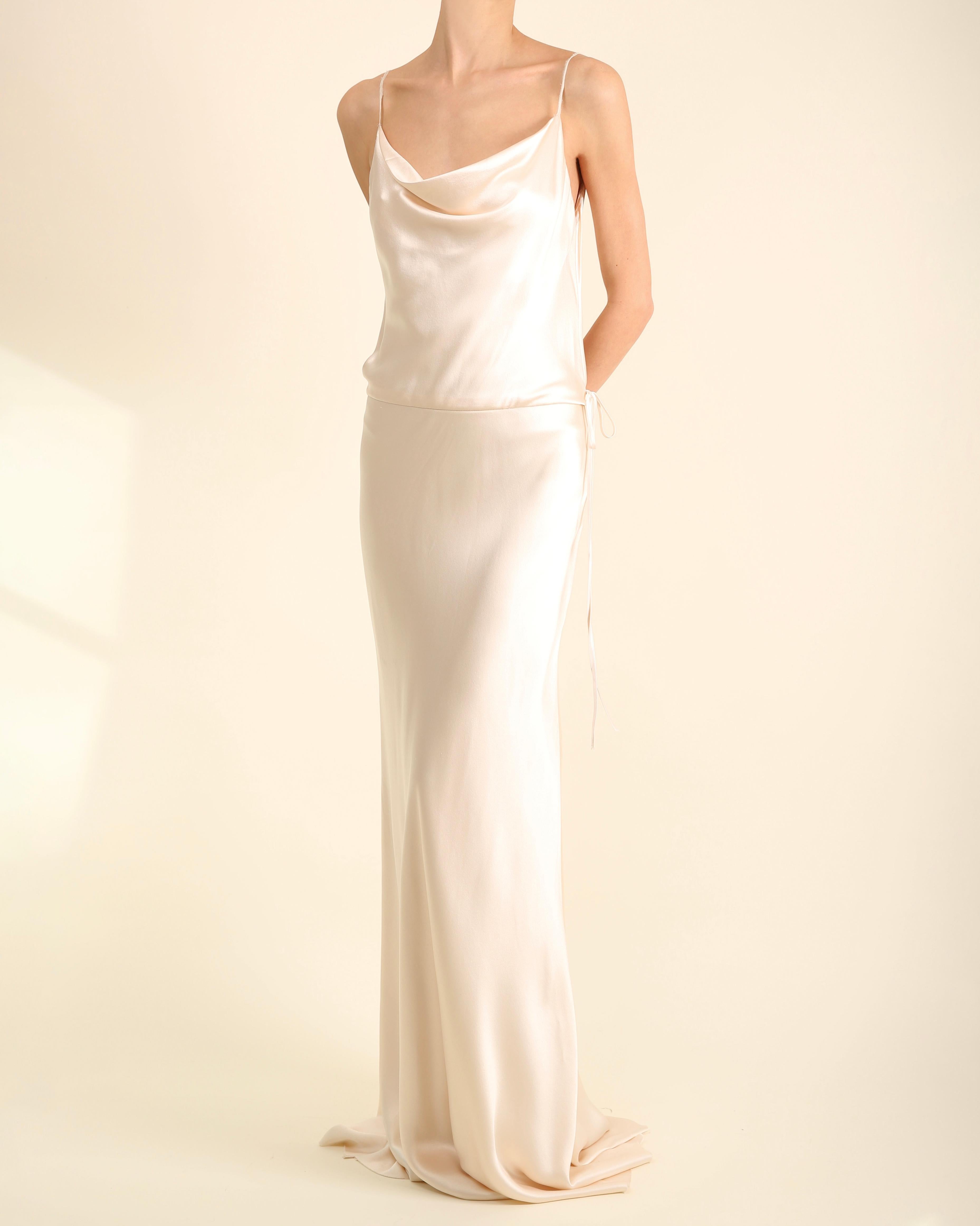 Monique L'huillier ivory silk draped wedding dress gown with low back and train For Sale 8