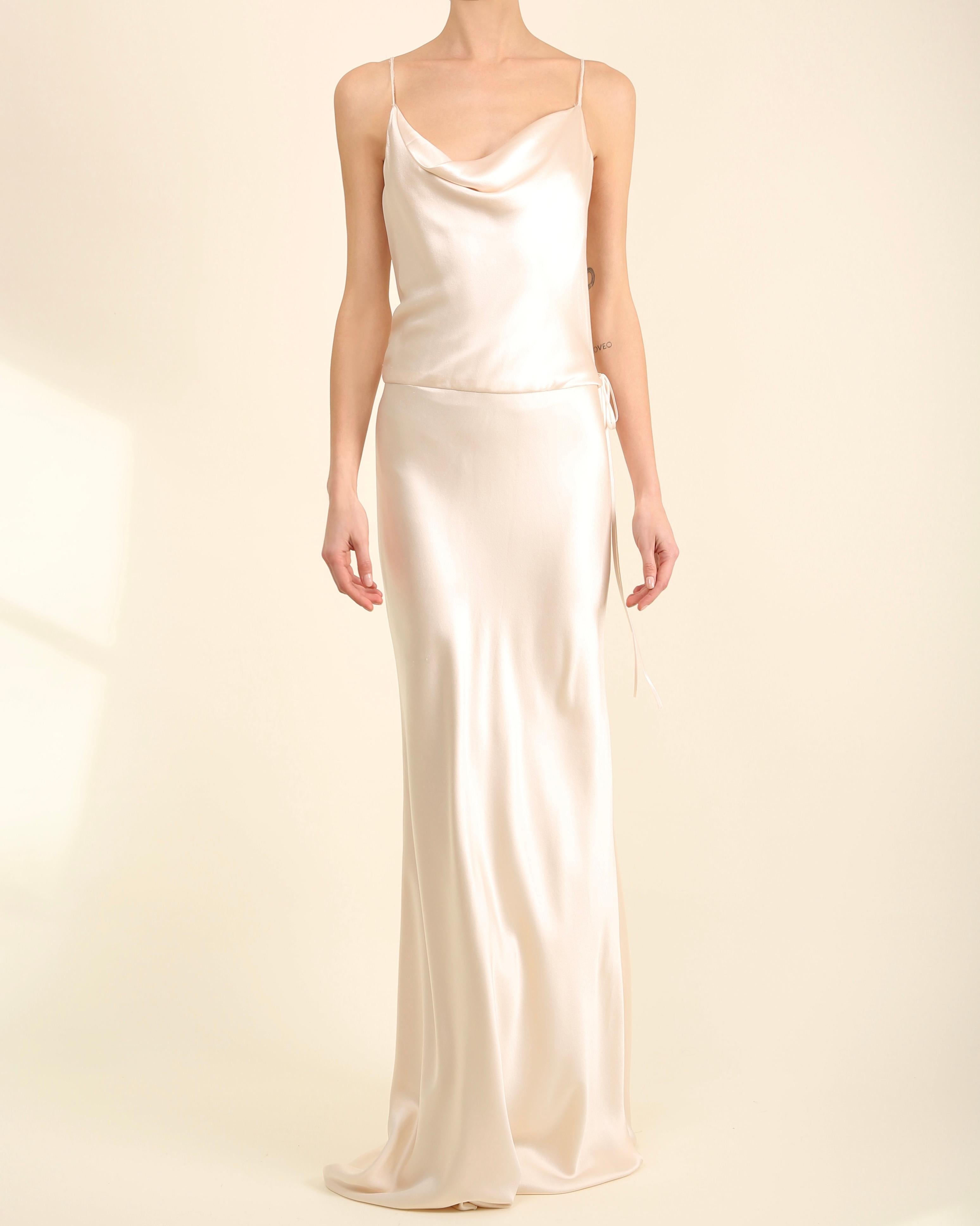 Monique L'huillier ivory silk draped wedding dress gown with low back and train For Sale 5