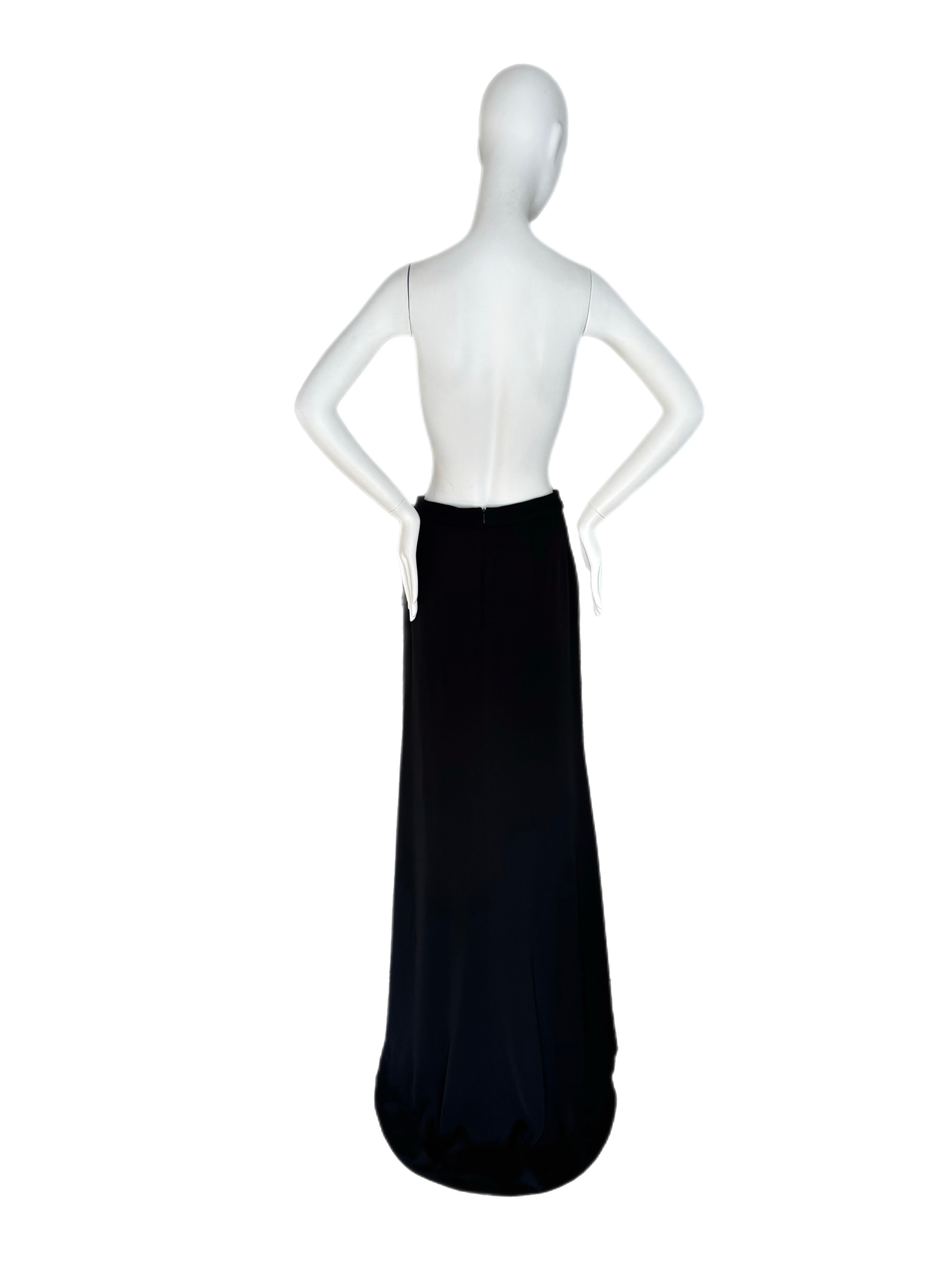 MONIQUE LHUILLIER long black maxi evening skirt with train For Sale 1