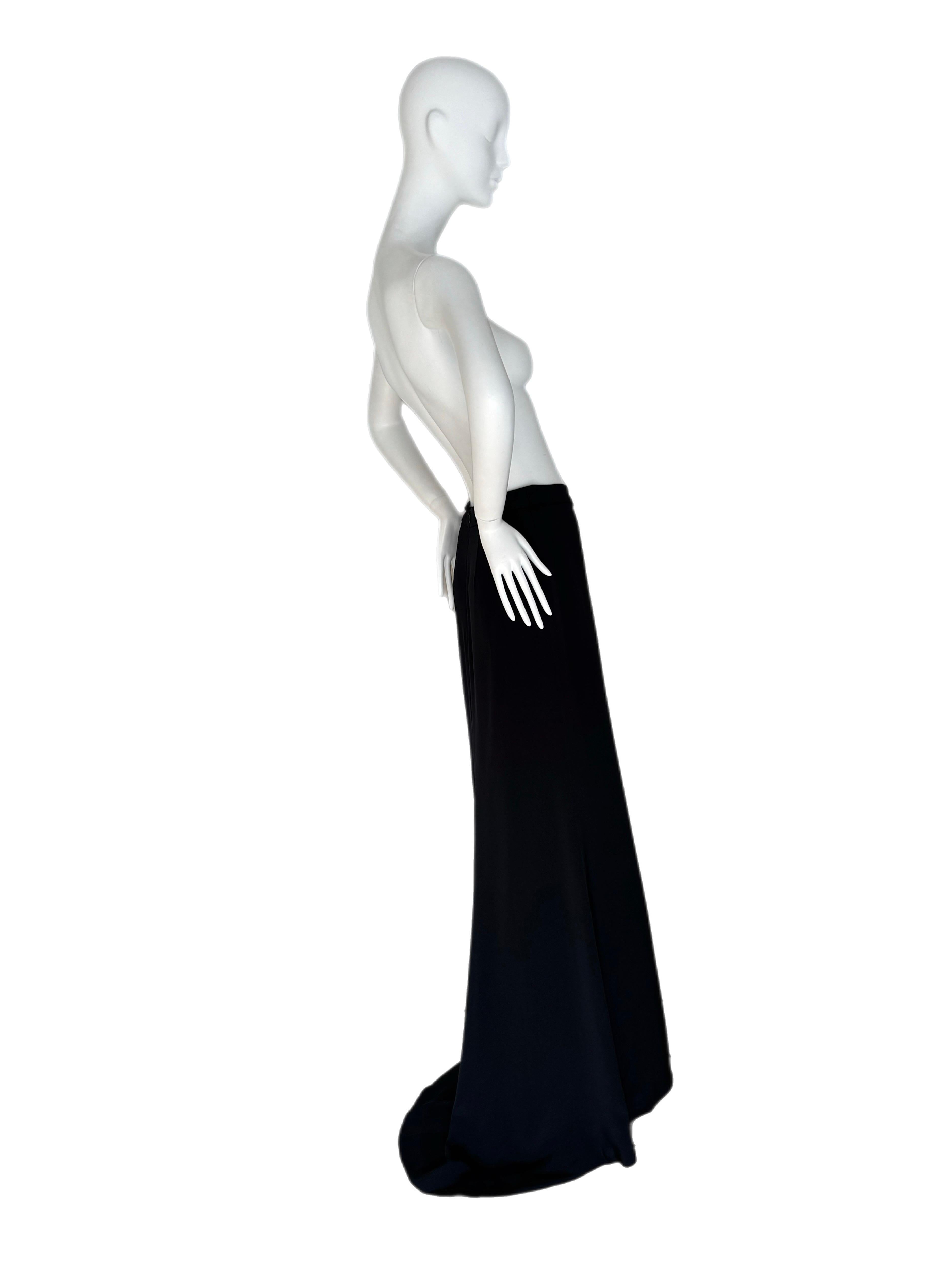 MONIQUE LHUILLIER long black maxi evening skirt with train For Sale 2