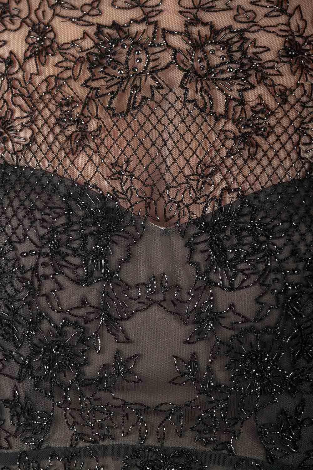 monique lhuillier black lace dress