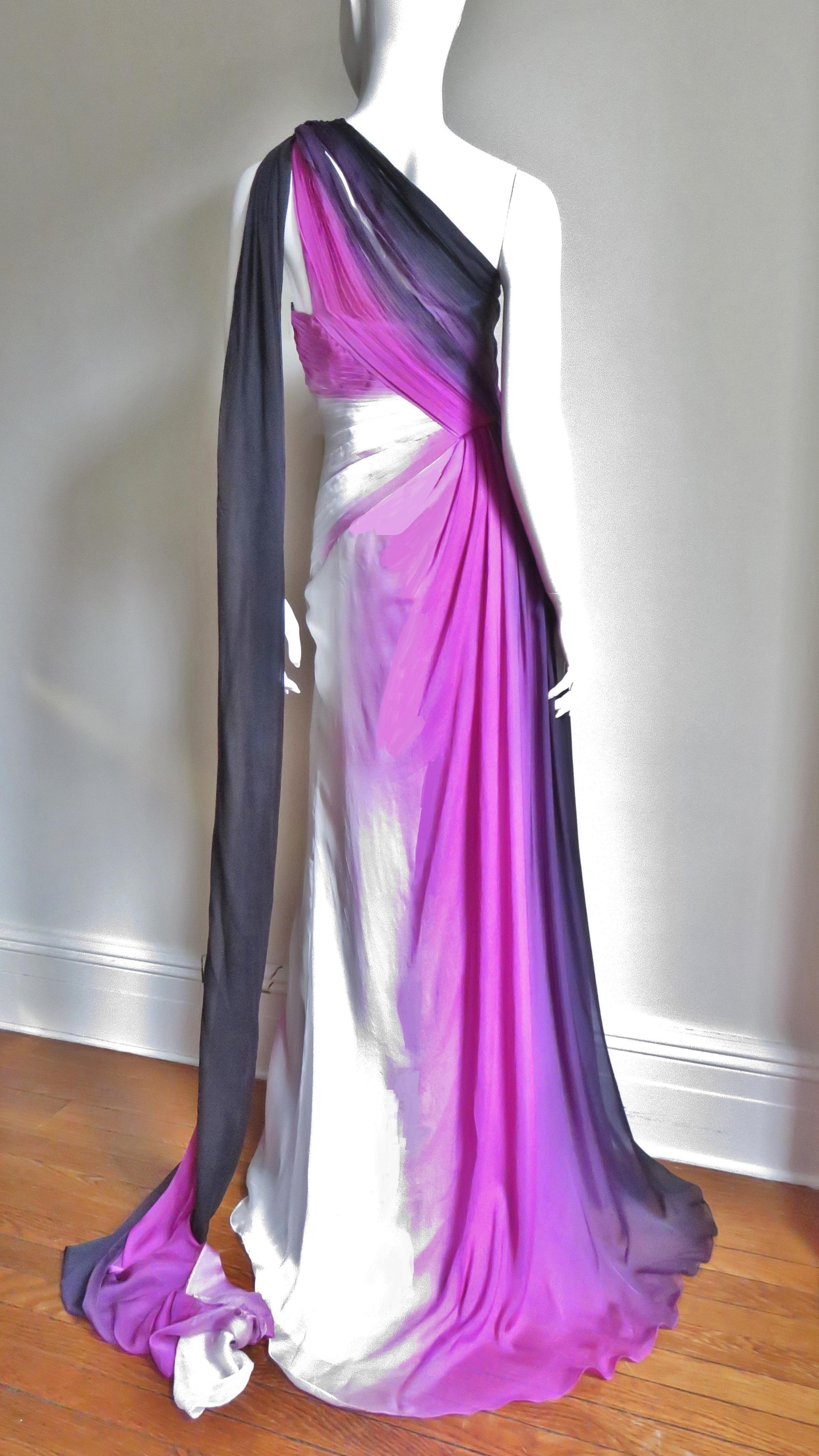 Monique L'huillier New Silk One Shoulder Gown  6