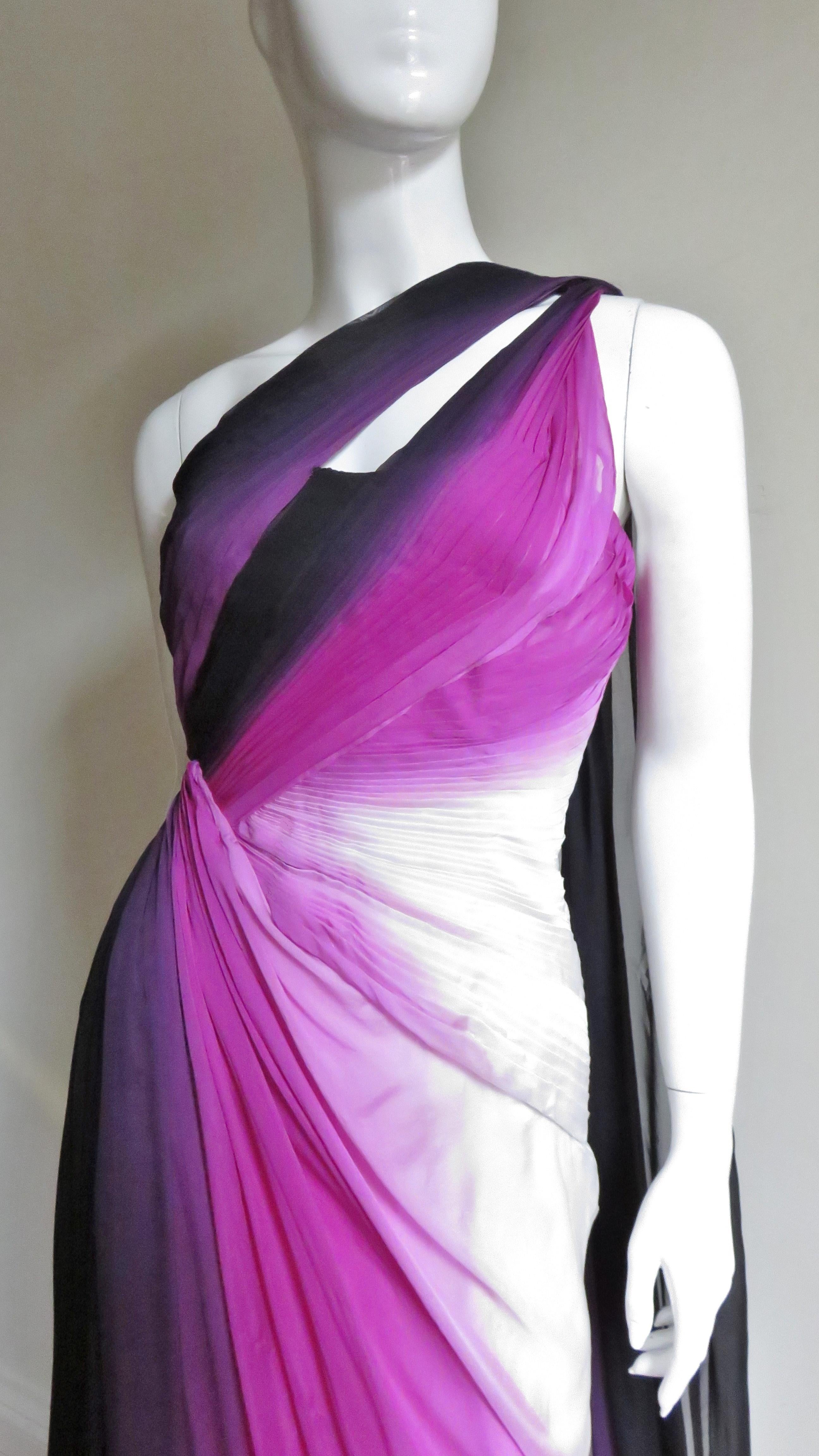 Purple Monique L'huillier New Silk One Shoulder Gown 