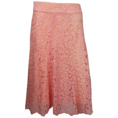 Monique Lhuillier Pink Coral Lace Skirt