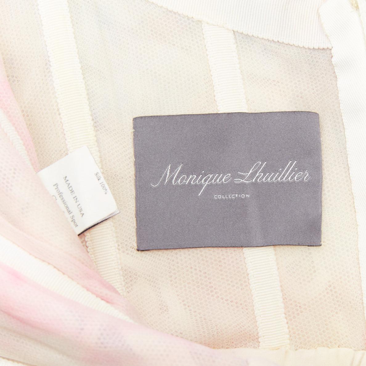 MONIQUE LHUILLIER Rosa Neon Krawatte Farbstoff Floral Spitze Applique Fit Flare Kleid US4 M im Angebot 4