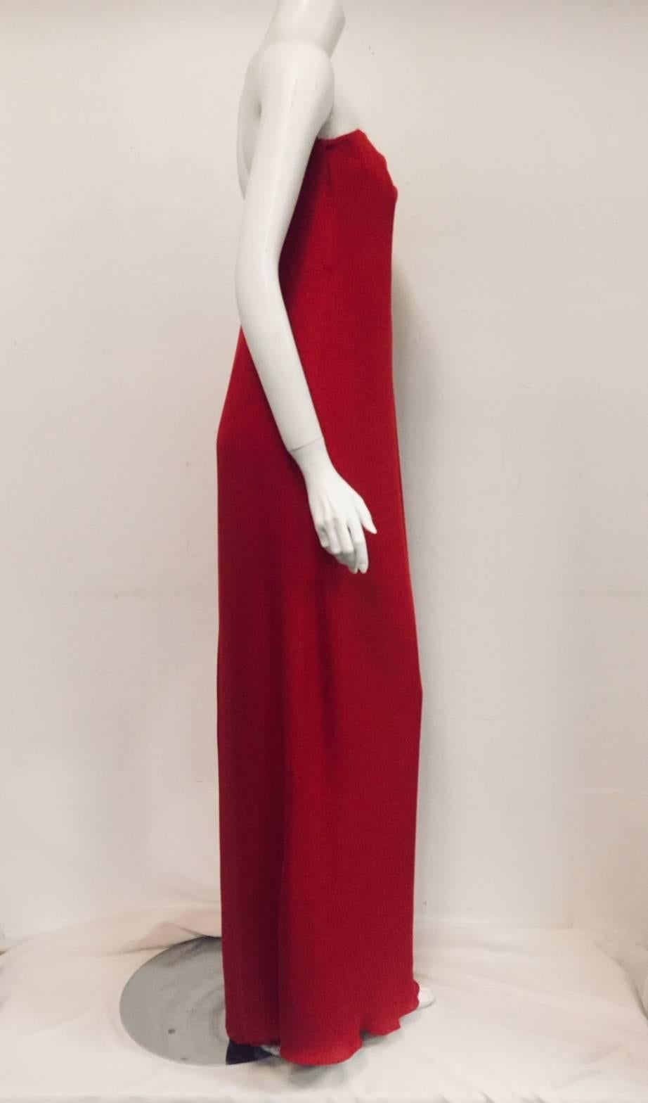 Women's Monique Lhuillier Ravishing Red Silk Strapless Goddess Gown  For Sale