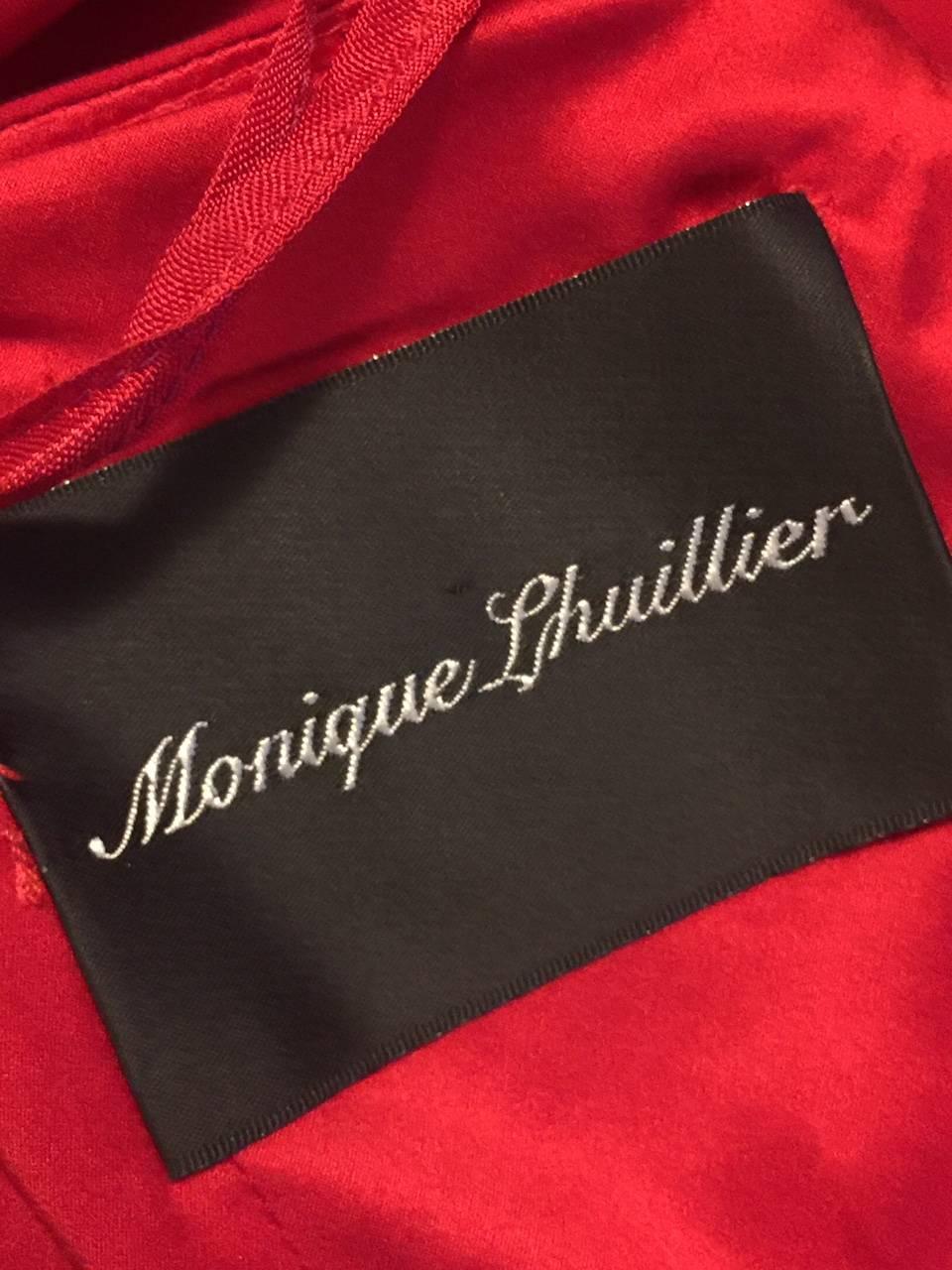 Monique Lhuillier Ravishing Red Silk Strapless Goddess Gown  For Sale 2